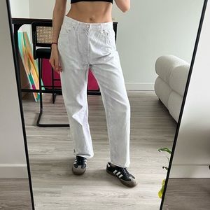 White & lavender wash pants